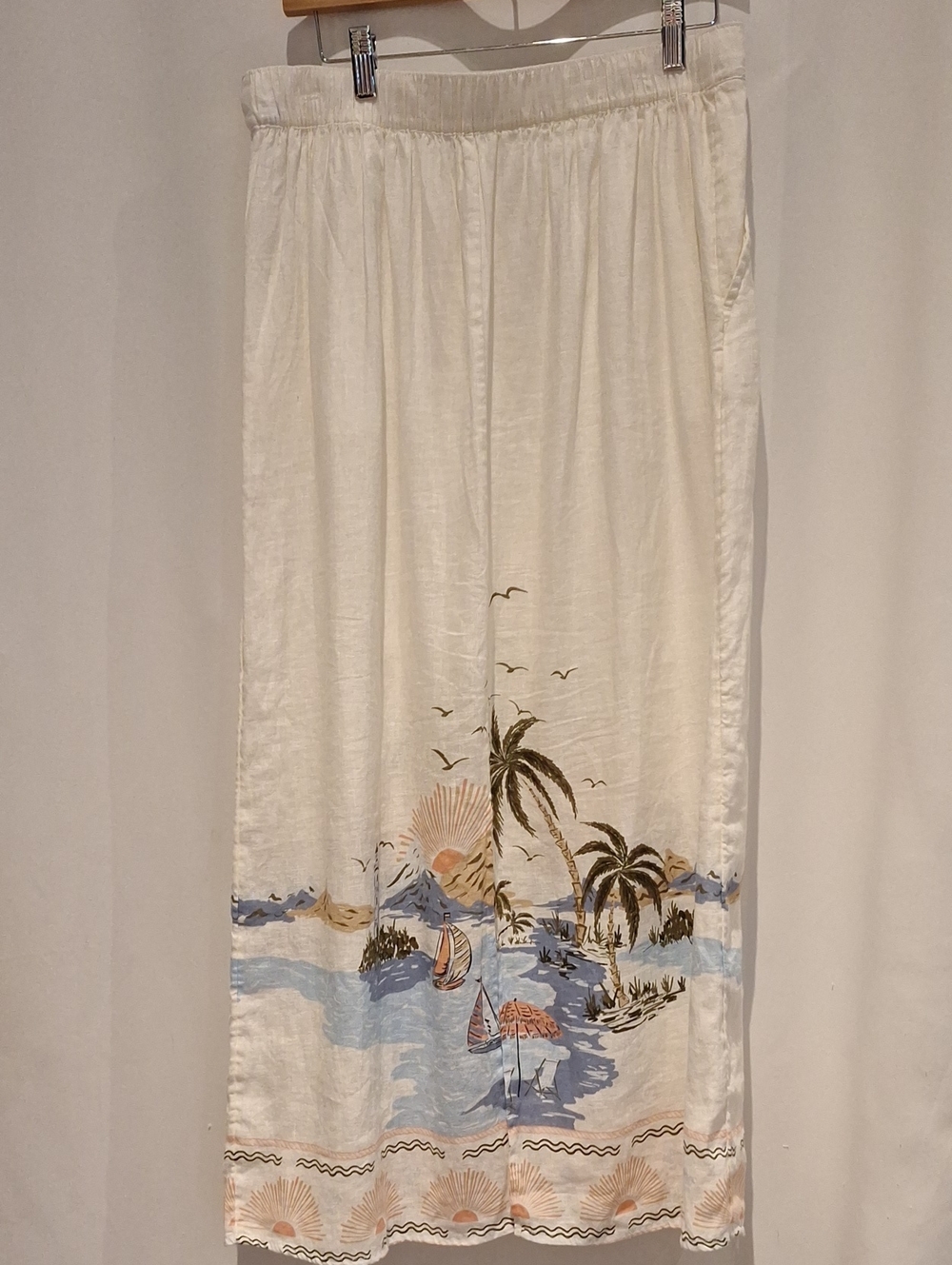 Cynthia Rowlet Beach Scene Print Linen Maxi Skirt - Picture 5 of 8